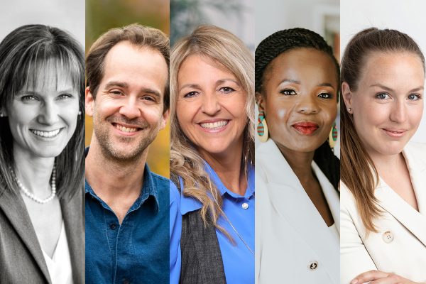 Montage représentant les experts de la brigade-conseil. De gauche à droite: Caroline Banville, Marc-André Mailhot, Nada Michaudville, Adétola Fagbémi, Tessa Rheault